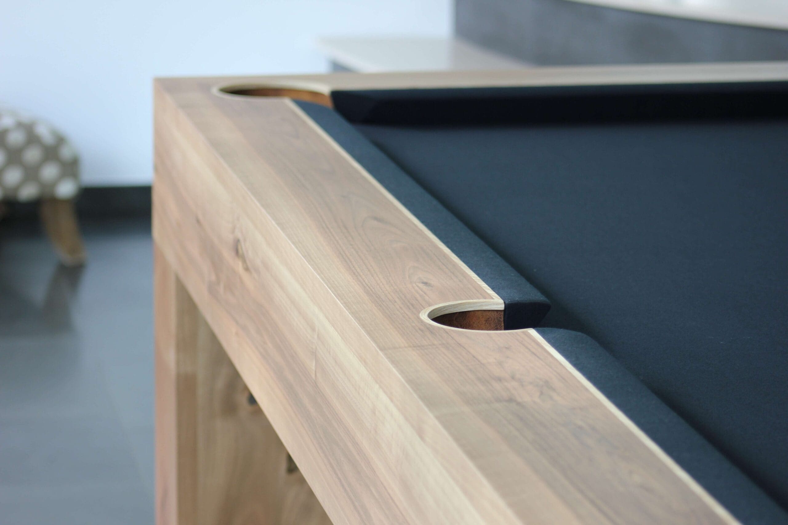 European Walnut Pool Table with Blue Cloth